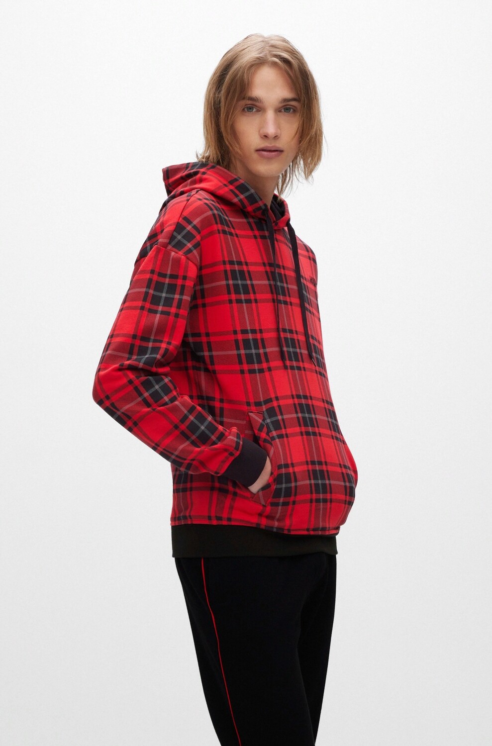 

Толстовка Hugo Relaxed-fit In Checked Cotton, красный/мультиколор