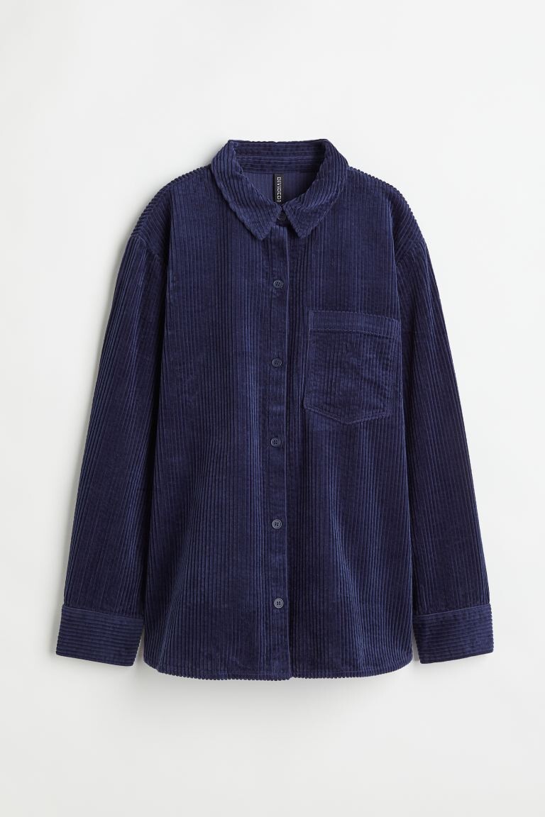 

Вельветовая рубашка H&M, темно-синий