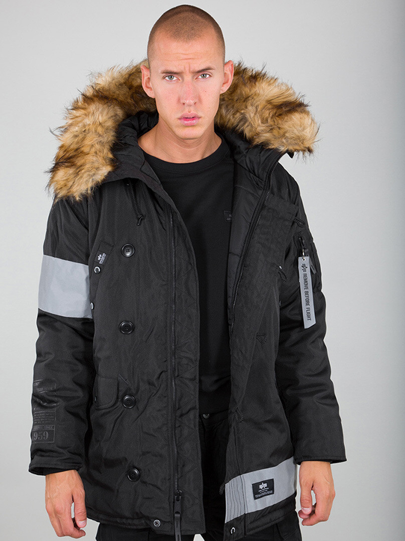 

Куртка Alpha Industries N-3B Reflective Stripes, черная, Черный