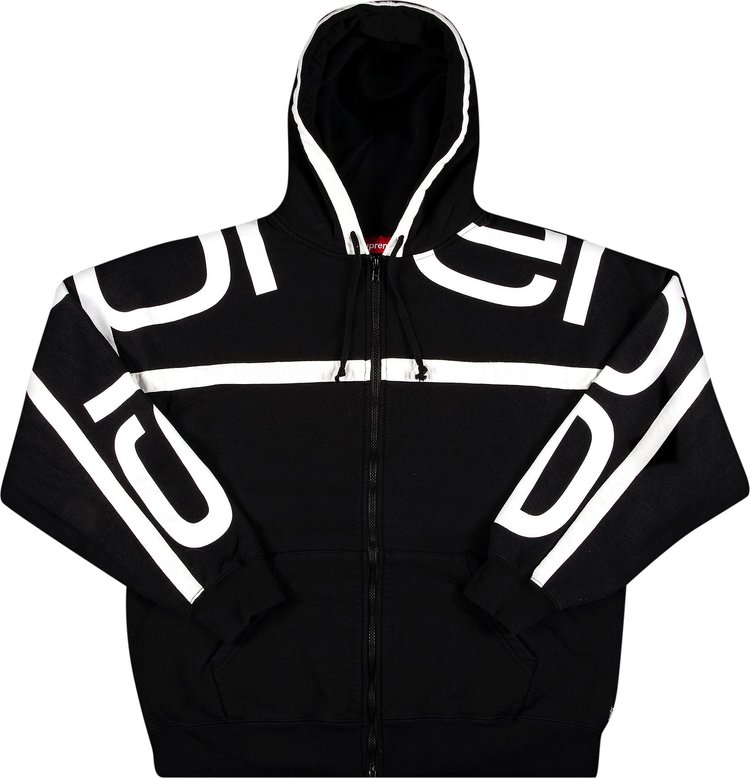 худи supreme s logo zip up hooded sweatshirt heather размер xl серый Толстовка Supreme Big Logo Paneled Zip Up Hooded Sweatshirt 'Black', черный