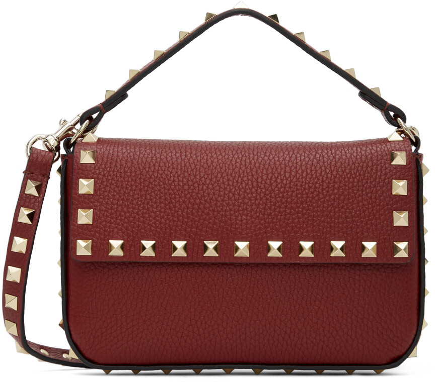 

Темно-красная сумка через плечо Rockstud с клапаном Valentino Garavani