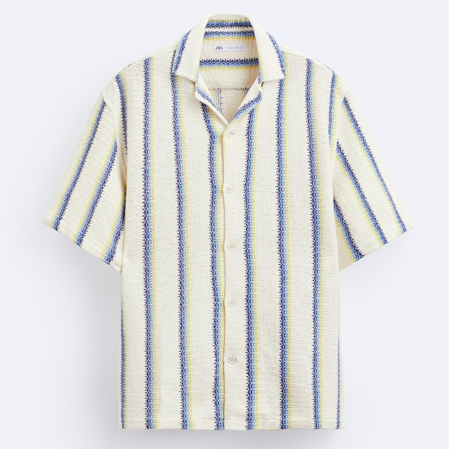 

Рубашка Zara Striped Crochet, кремовый/синий