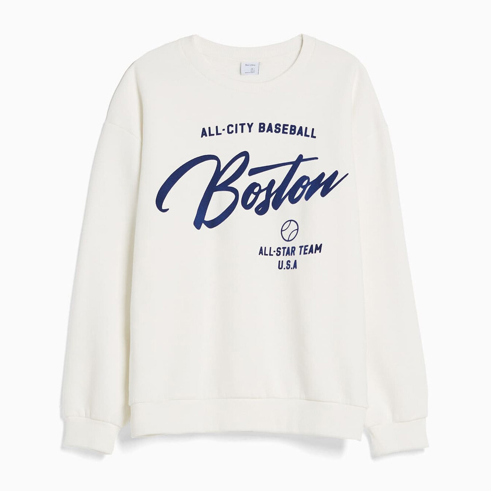 

Свитшот Bershka Oversized Printed, белый