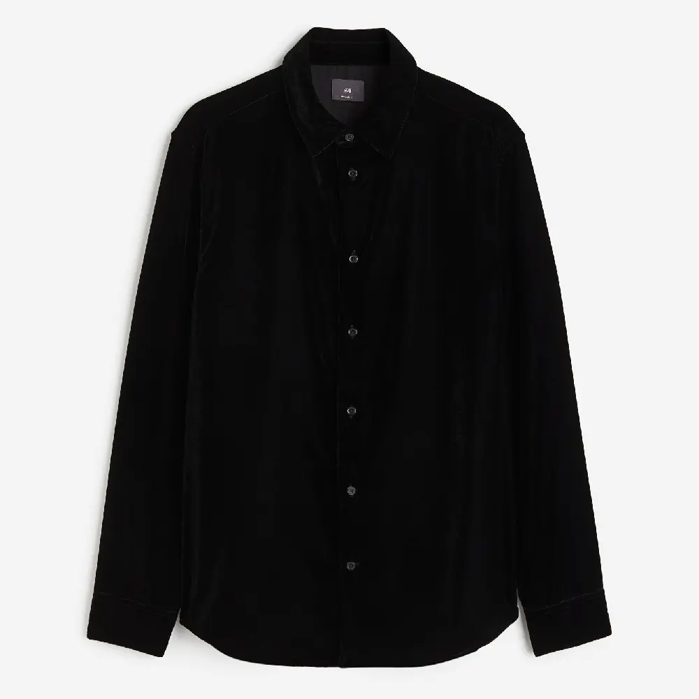 

Рубашка H&M Regular Fit Velvet, черный