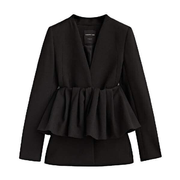 

Блейзер Massimo Dutti Ruffle Suit Studio, черный
