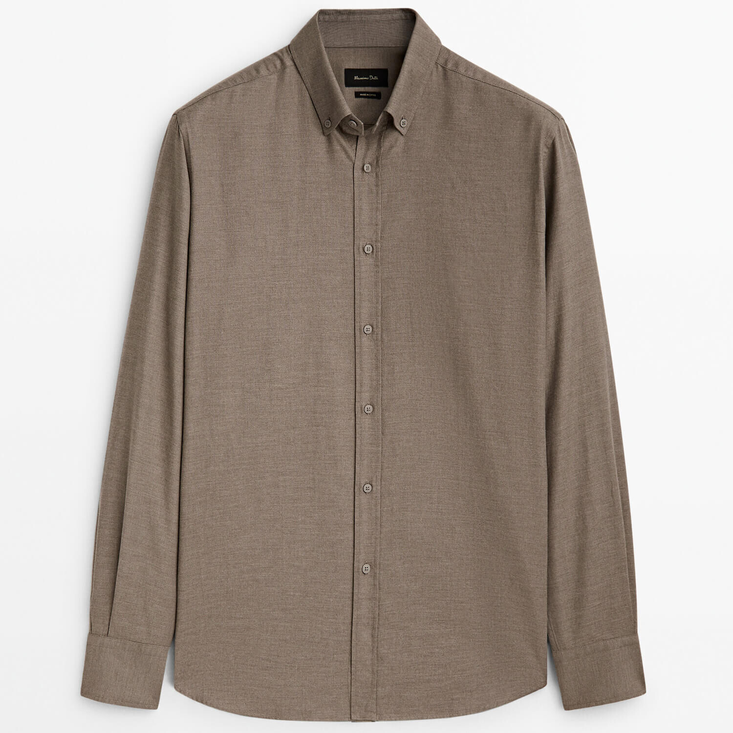 

Рубашка Massimo Dutti Regular Fit Cotton Oxford, темно-коричневый