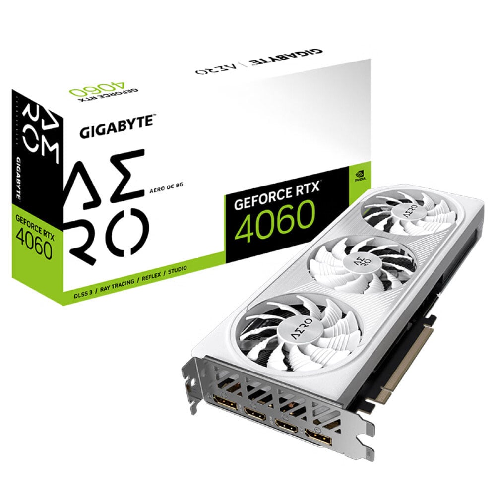 Видеокарта Gigabyte GeForce RTX 4060 Aero OC 8 Гб, белый, GV-N4060AERO OC-8GD видеокарта gigabyte nvidia geforce rtx 4060ti 8192mb gv n406teagle oc 8gd