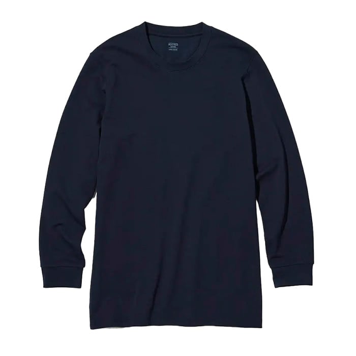 Лонгслив Uniqlo Heattech Extra Warm Cotton, темно-синий - фото