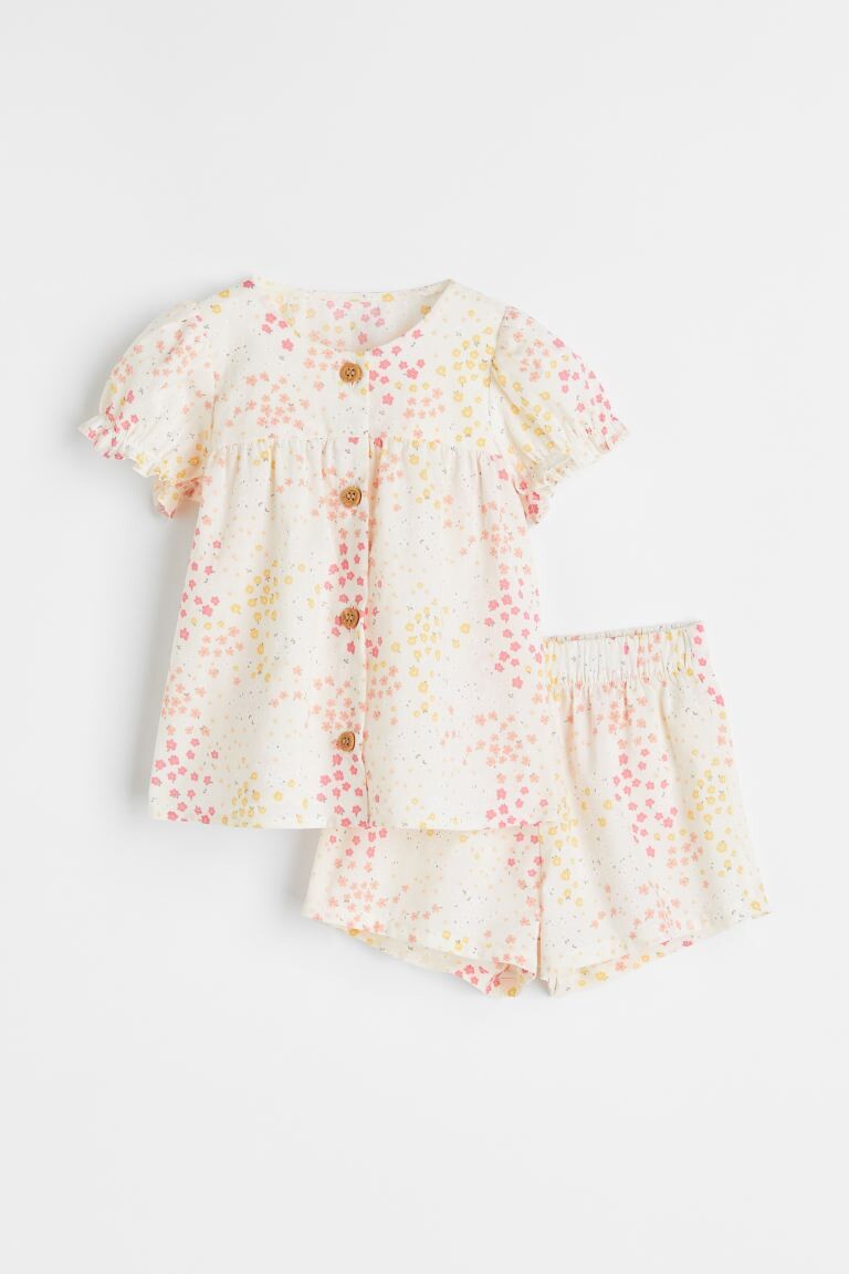 

Комплект из 2 предметов из хлопка H&M, натуральный белый/цветы