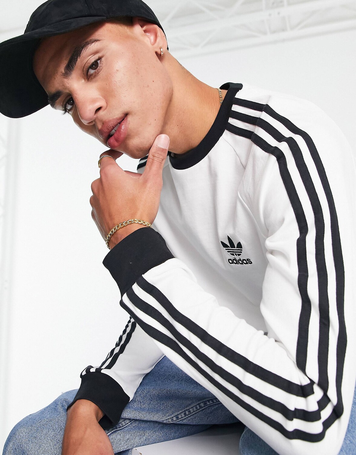 

Футболка с длинным рукавом Adidas Originals Adicolor Three Stripe, белый