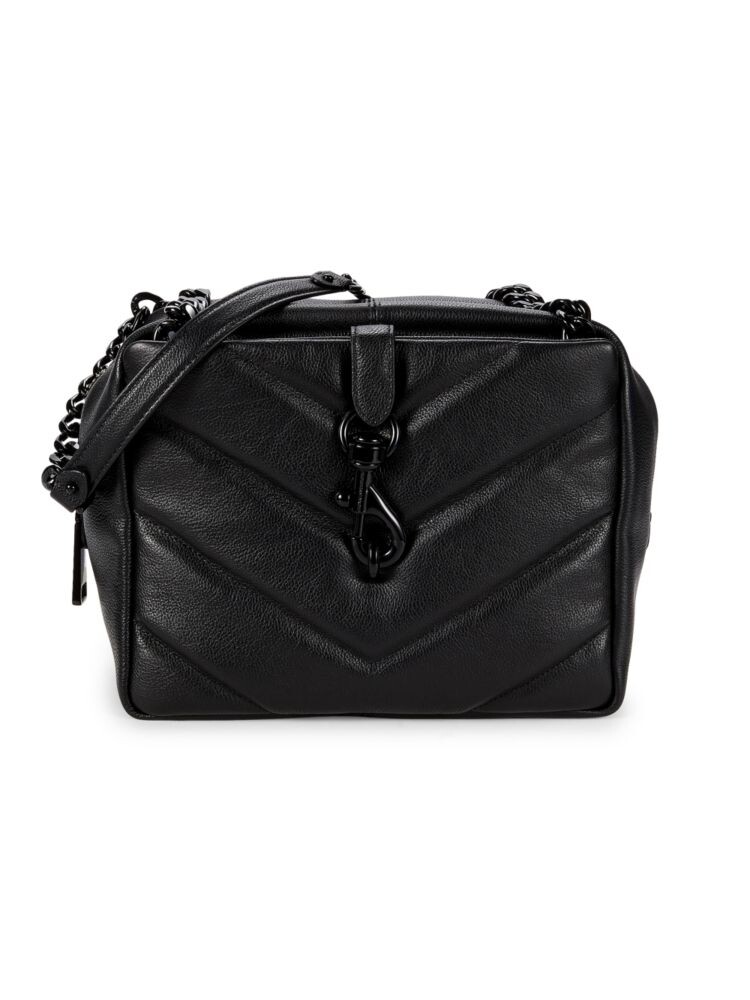 

Стеганая кожаная сумка с ручкой сверху Maxi Edie Rebecca Minkoff, черный