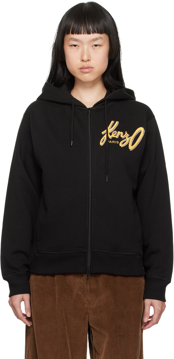 

Черный худи с графическим рисунком Paris Kenzo