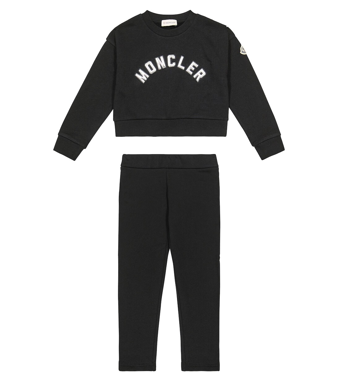

Хлопковая толстовка и леггинсы Moncler Enfant, черный