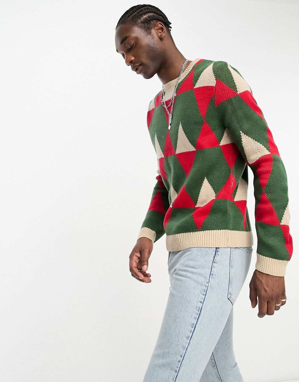 

Вязаный джемпер с геопринтом ASOS DESIGN