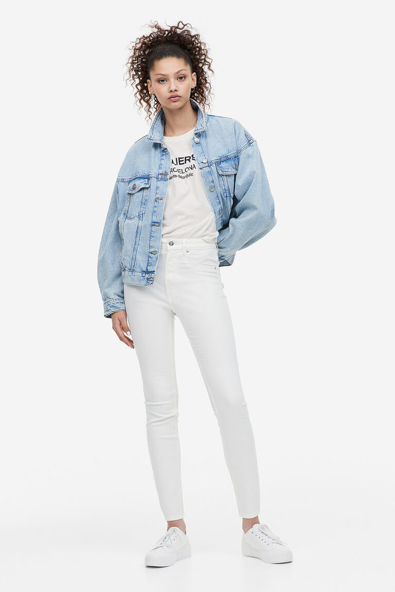 Высокие джинсы скинни H&M, белый