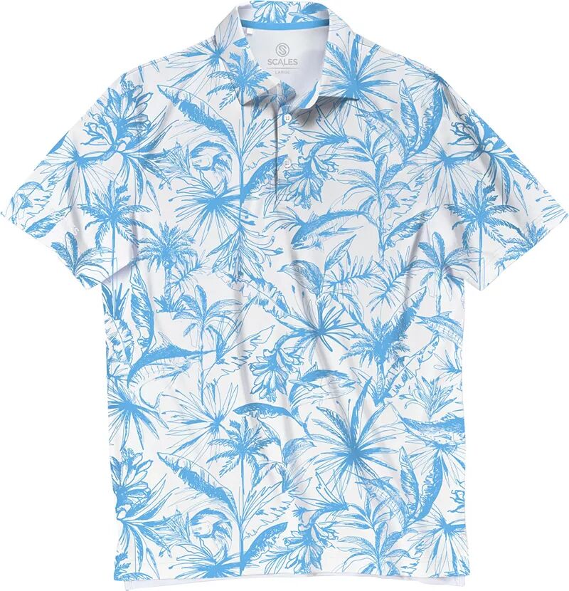 Мужская рубашка-поло для гольфа со свободными линиями Scales, голубой