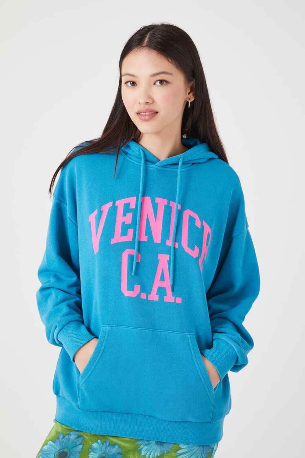 

Толстовка с кулиской и графикой Венеция Forever 21, синий