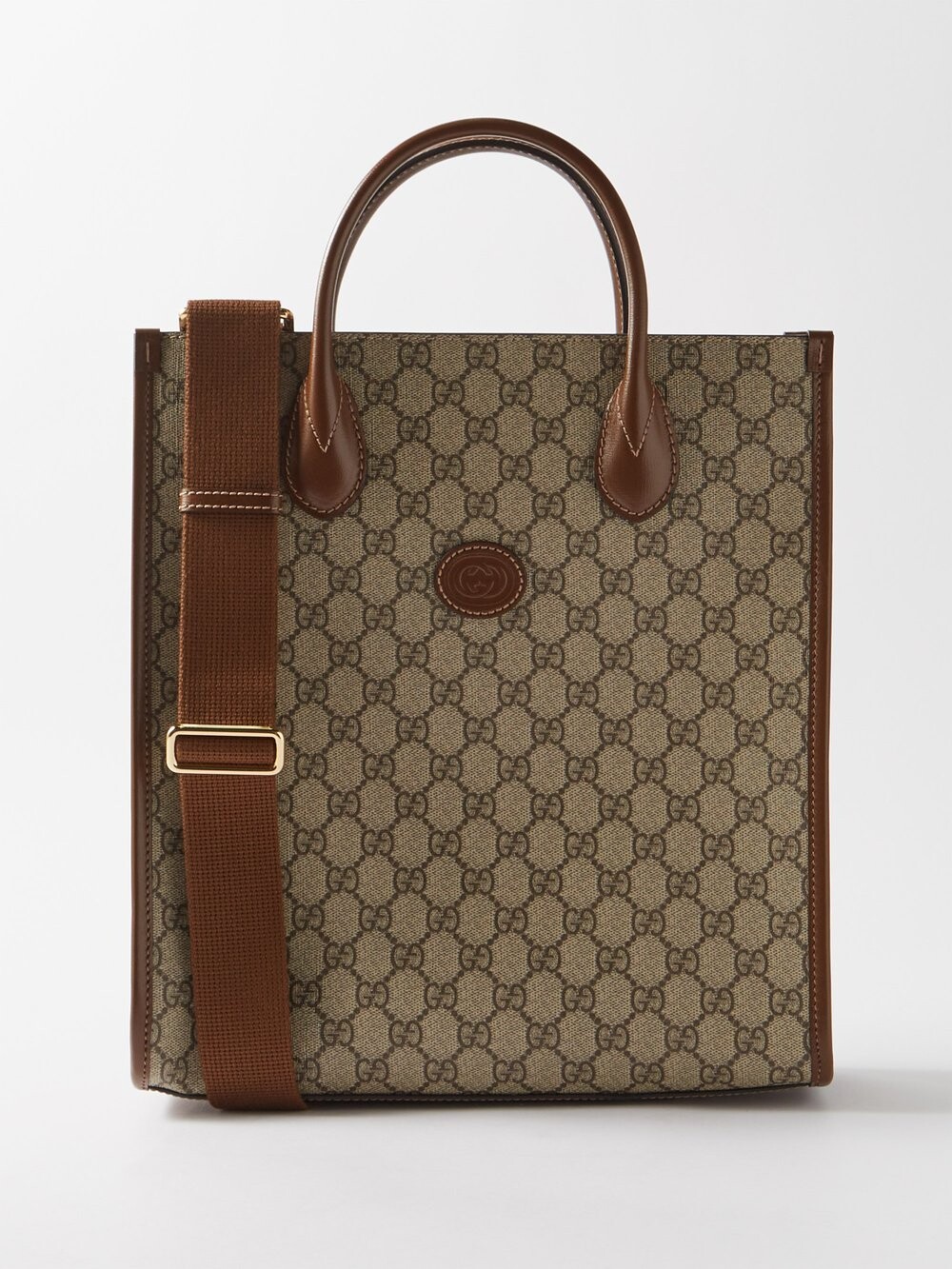 

Сумка-тоут gg supreme с кожаной отделкой Gucci, коричневый