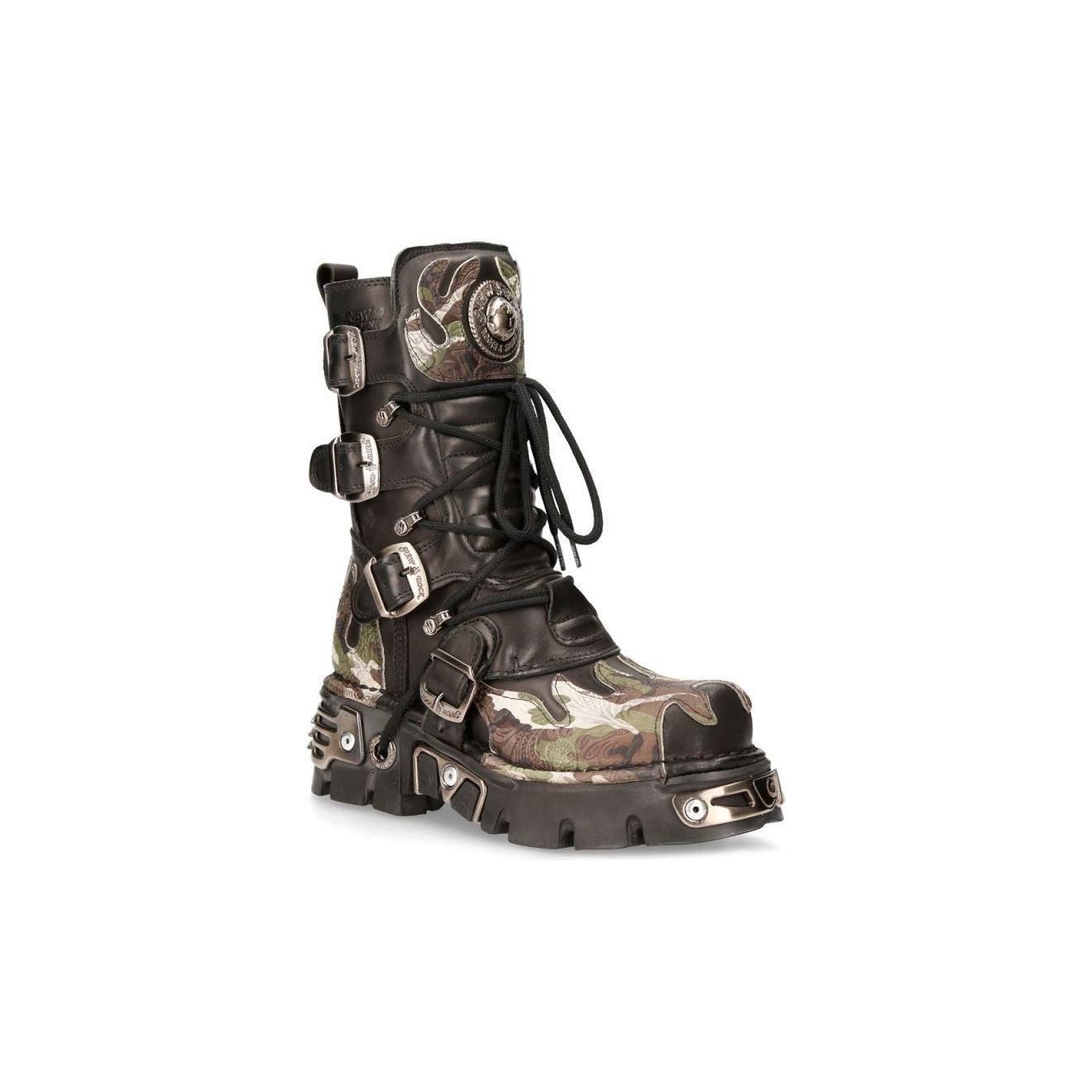 Кожаные байкерские ботинки New Rock Flame с акцентом - M-591-S15, черный