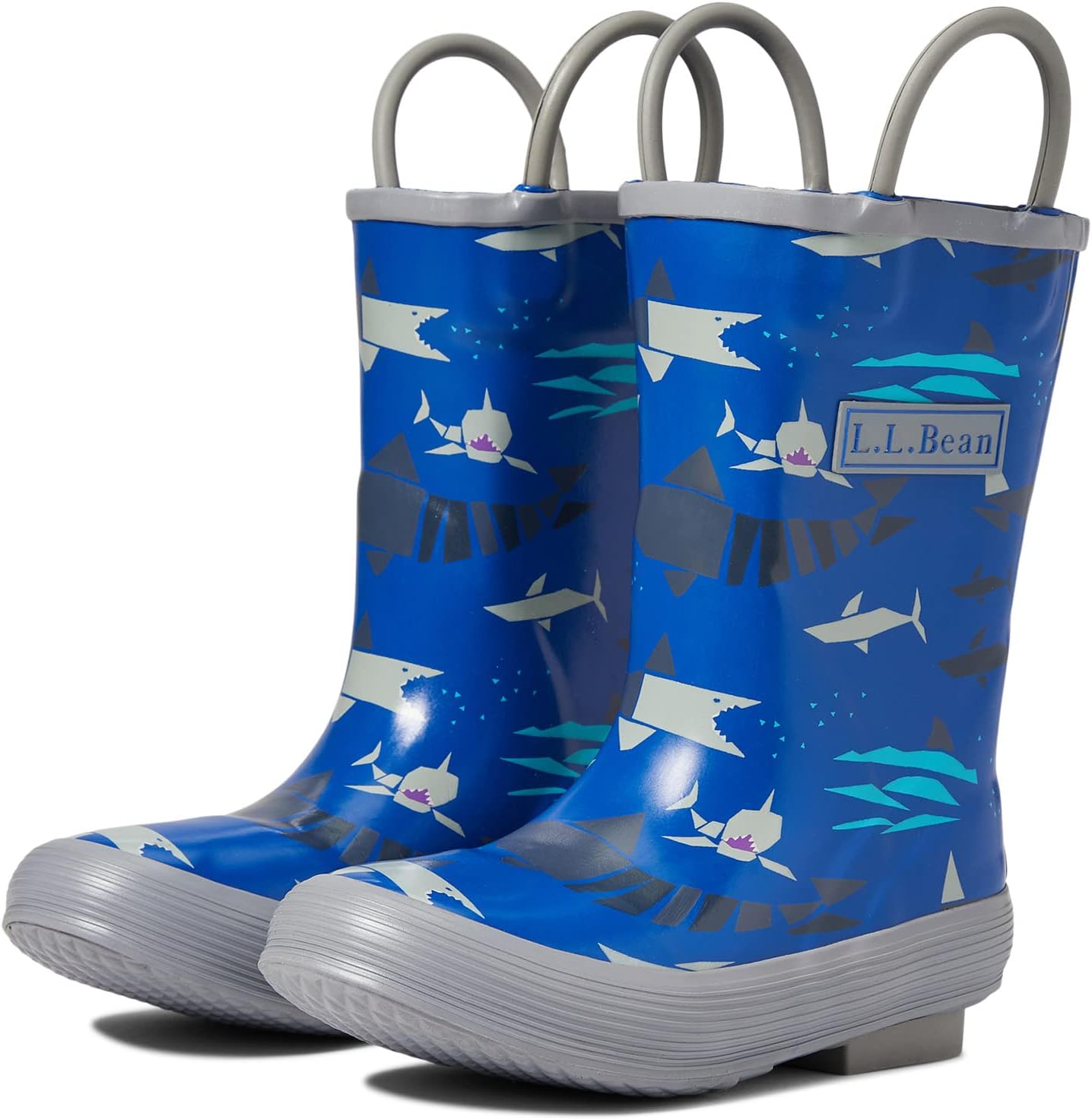 цена Резиновые сапоги Puddle Stompers Rain Boots Print L.L.Bean, цвет Deep Sapphire Shark Geo