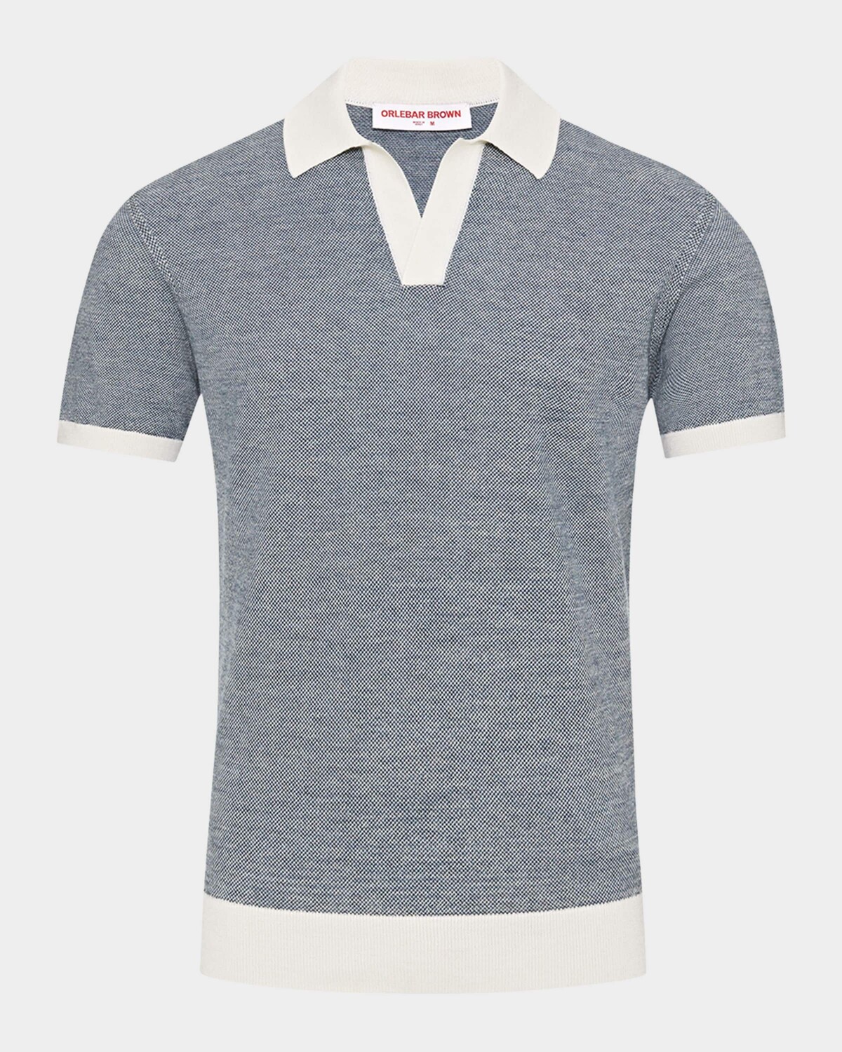

Мужская трикотажная рубашка-поло контрастного цвета Horton Orlebar Brown, цвет Dark Aquamarine/W