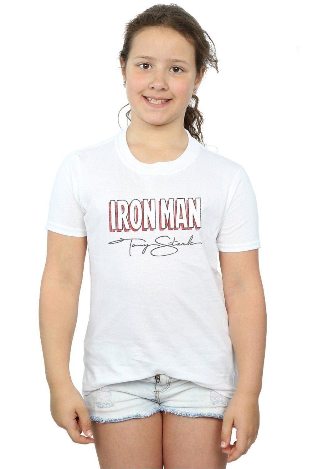 Хлопковая футболка Iron Man AKA Tony Stark Marvel, белый 1 6 scale iron man tony nano reactor glasses for tony stark diy st020 at027 at020 durable muscular body figure