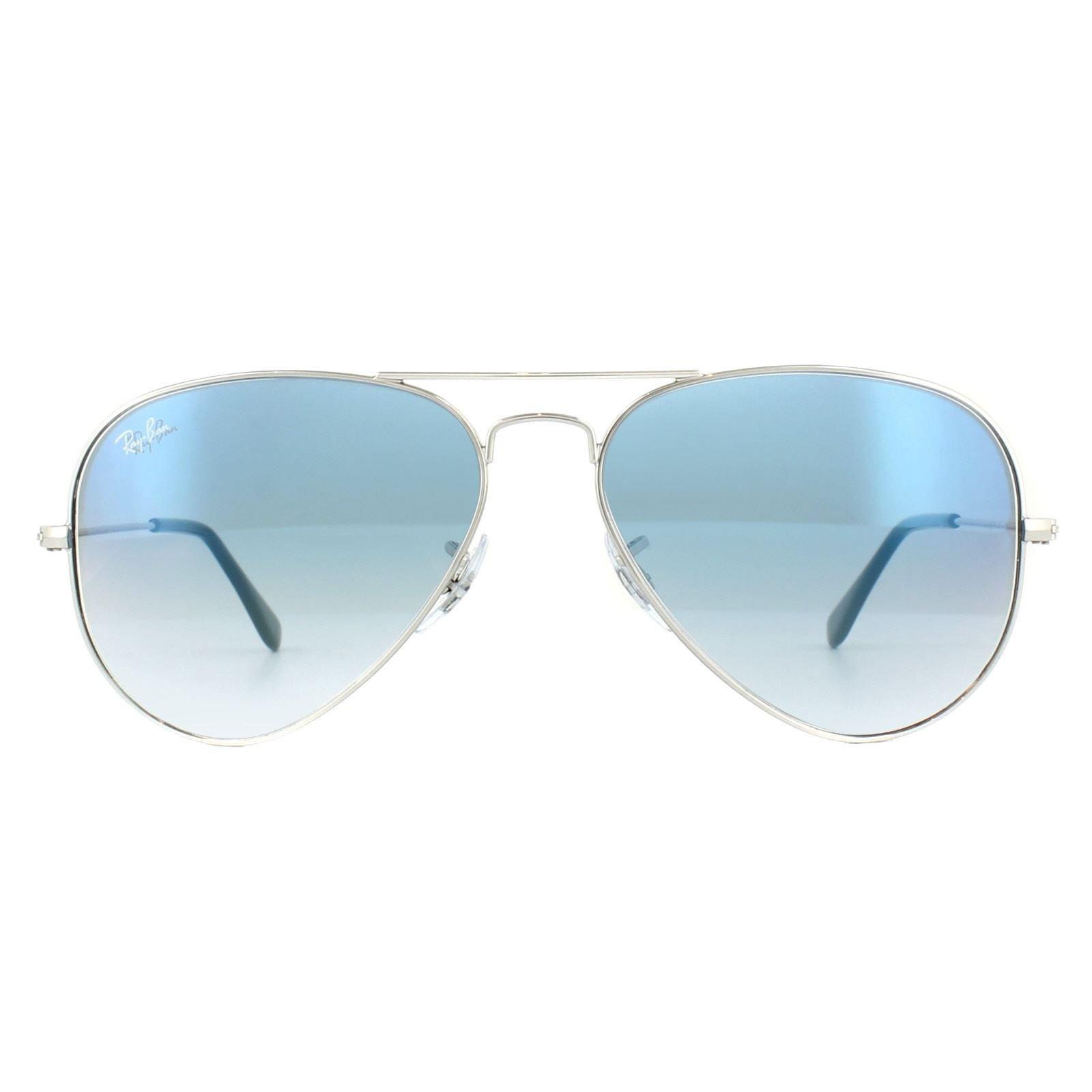 Aviator Серебристые голубые с градиентом солнцезащитные очки Aviator 3025 Ray-Ban, серебро
