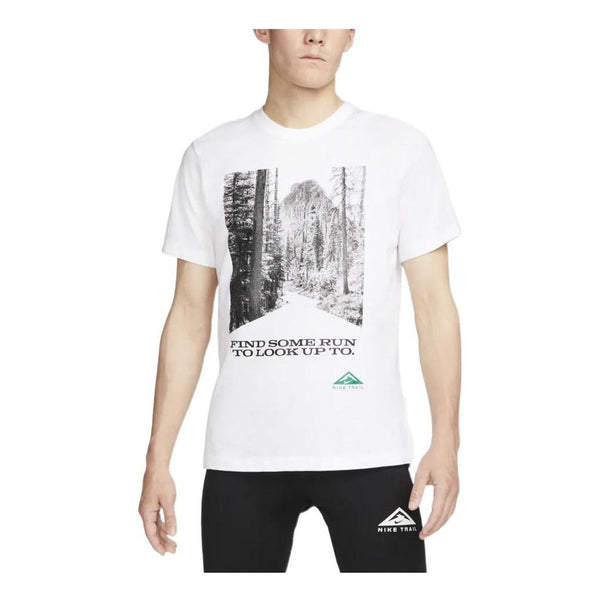 Футболка Men's Nike Landscape Alphabet Printing Round Neck Pullover Straight Short Sleeve White T-Shirt, мультиколор