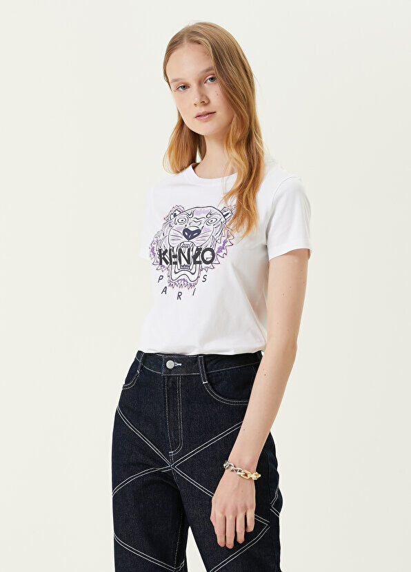 

Белая футболка с круглым вырезом tiger Kenzo, Белый