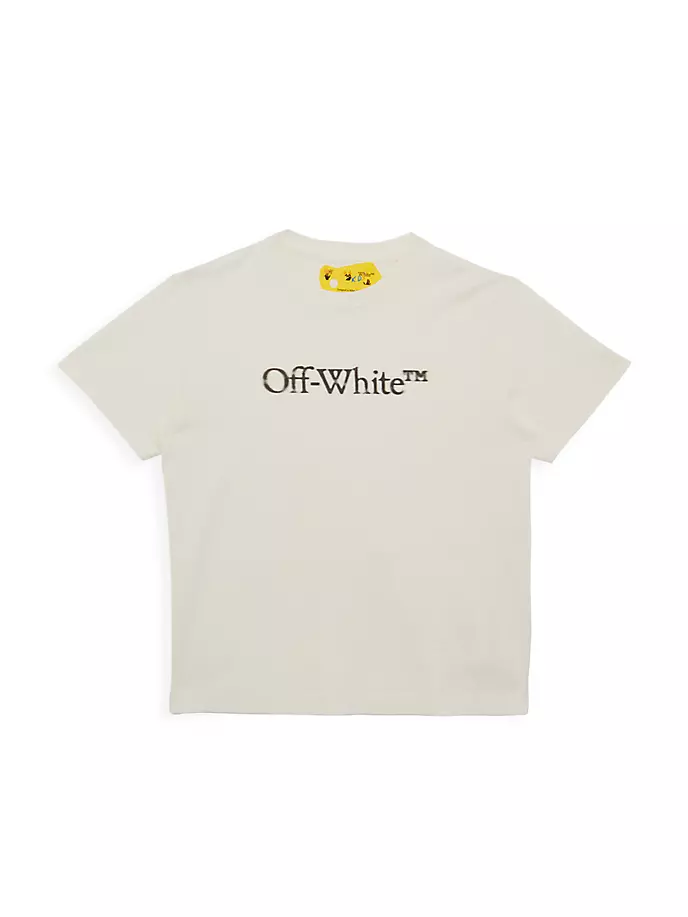 

Футболка с логотипом Little Girl's Bookish Bit Off-White, цвет fuchsia white