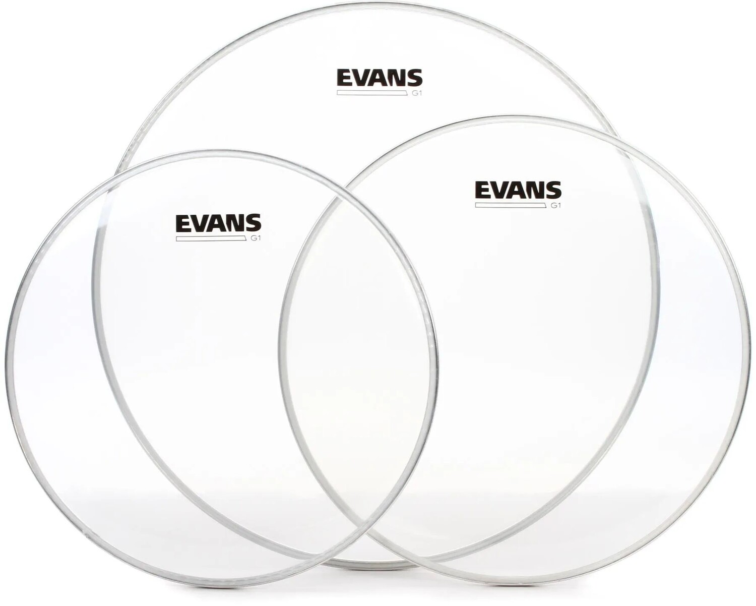 

Прозрачная упаковка Tom из трех предметов Evans G1 — 12/13/16 дюймов