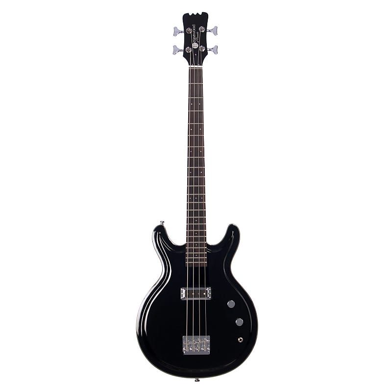 цена Басс гитара Eastwood Black Widow Side Jack Series Bound Tone Chambered Mahogany Body 4-String Electric Bass Guitar