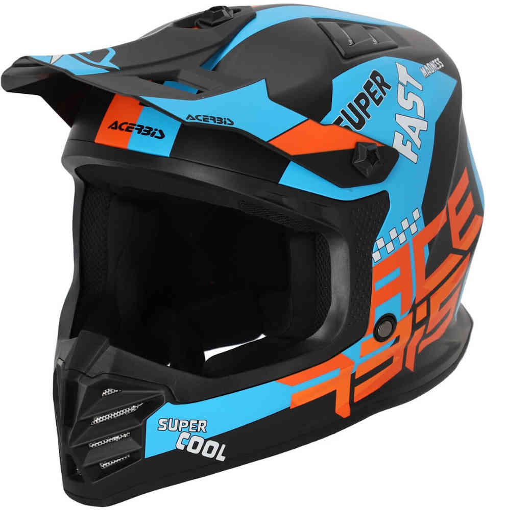 Профильный молодежный шлем для мотокросса Acerbis, черный матовый/оранжевый