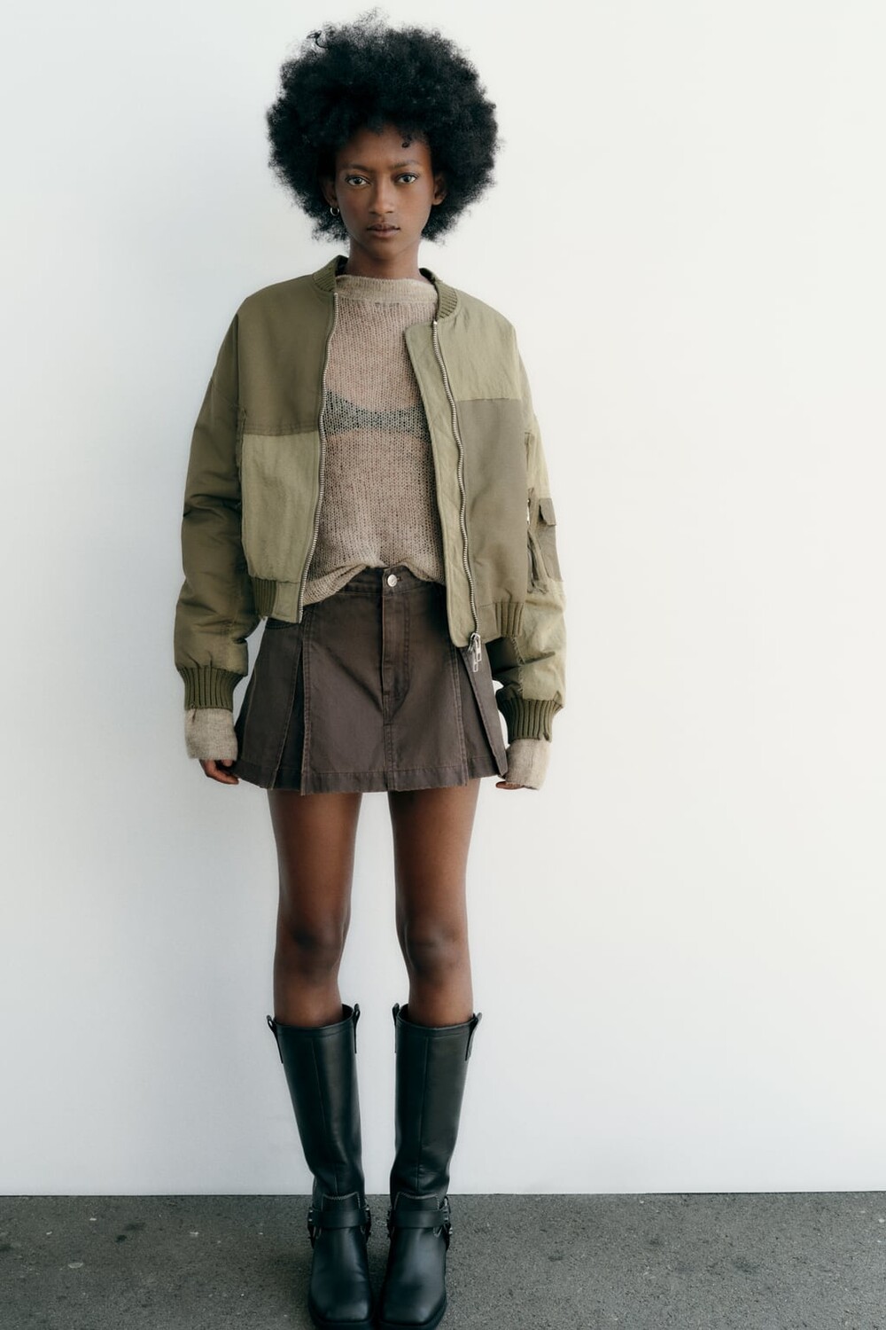 

Вощеная юбка ZARA, коричневый