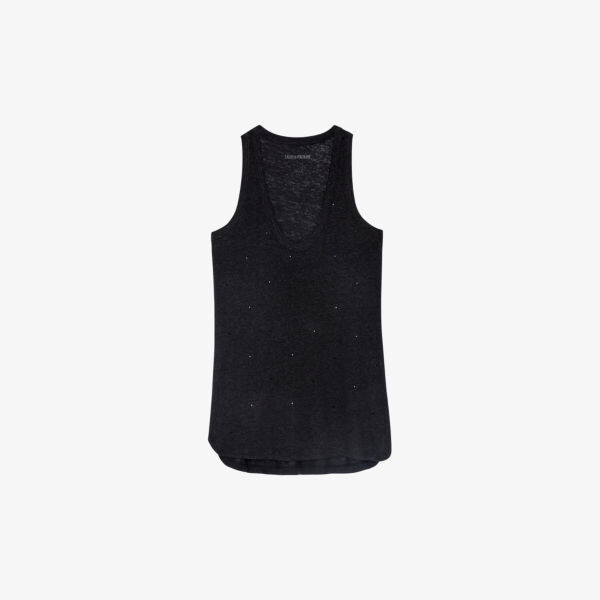 

Топ Samy из смесового льна, украшенный стразами Zadig&Voltaire, цвет noir