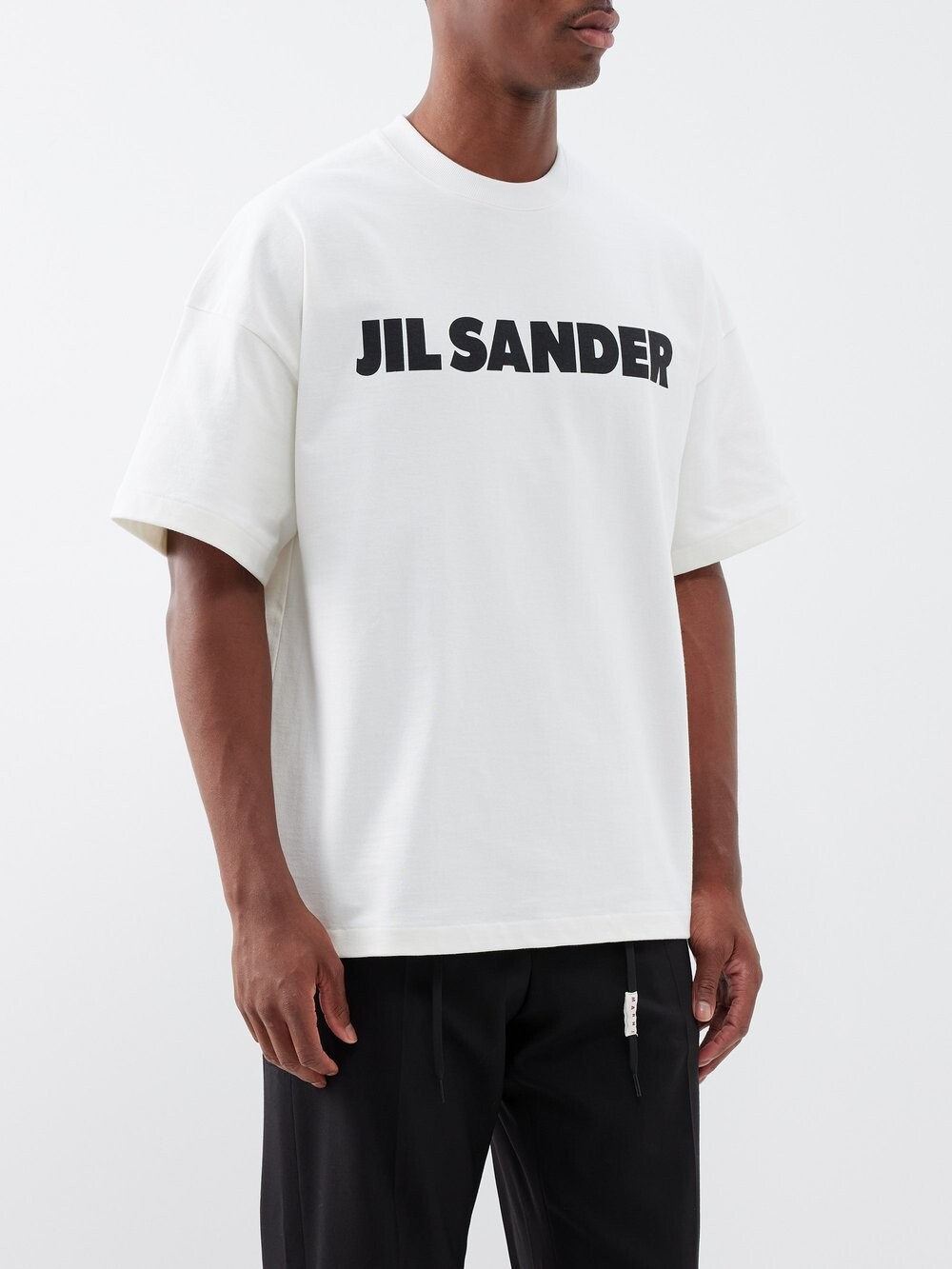 

Футболка оверсайз из хлопкового джерси с логотипом Jil Sander, бежевый