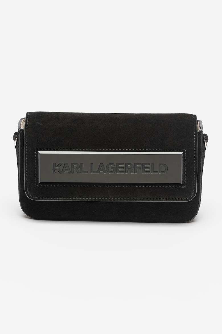 

Сумка Ikon из замши и кожи с логотипом Karl Lagerfeld, черный
