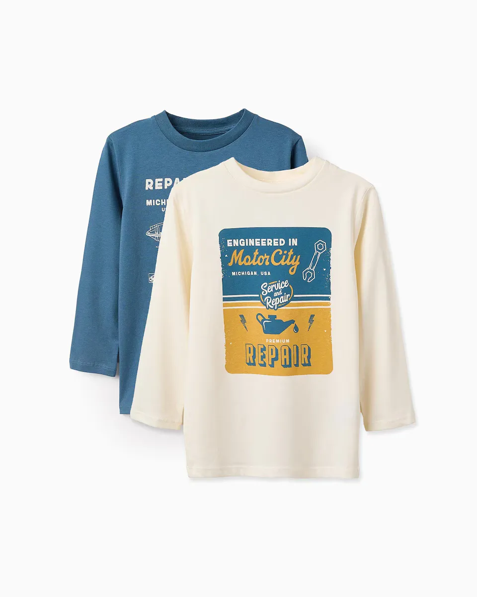 

Комплект из 2 футболок для мальчиков с длинными рукавами из 100 % хлопка Zippy, бежевый