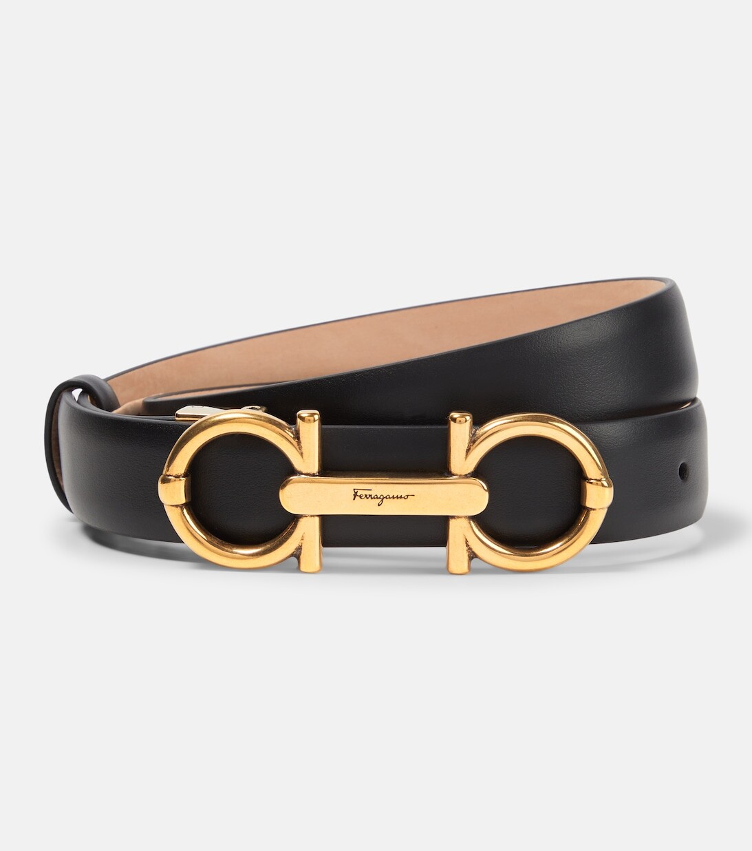

Кожаный ремень Gancini Ferragamo, черный