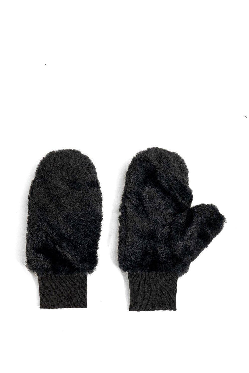 

Пушистые варежки из переработанного искусственного меха My Accessories London, черный