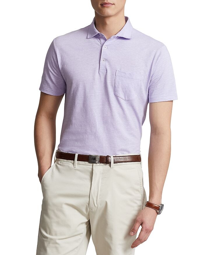 

Рубашка поло узкого кроя из хлопка и льна на заказ Polo Ralph Lauren
