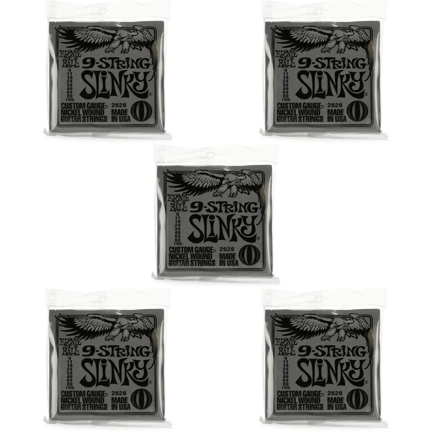 

Струны для электрогитары Ernie Ball 2628 Regular Slinky с никелевой обмоткой — .009-.105, 9 струн (5 шт.)