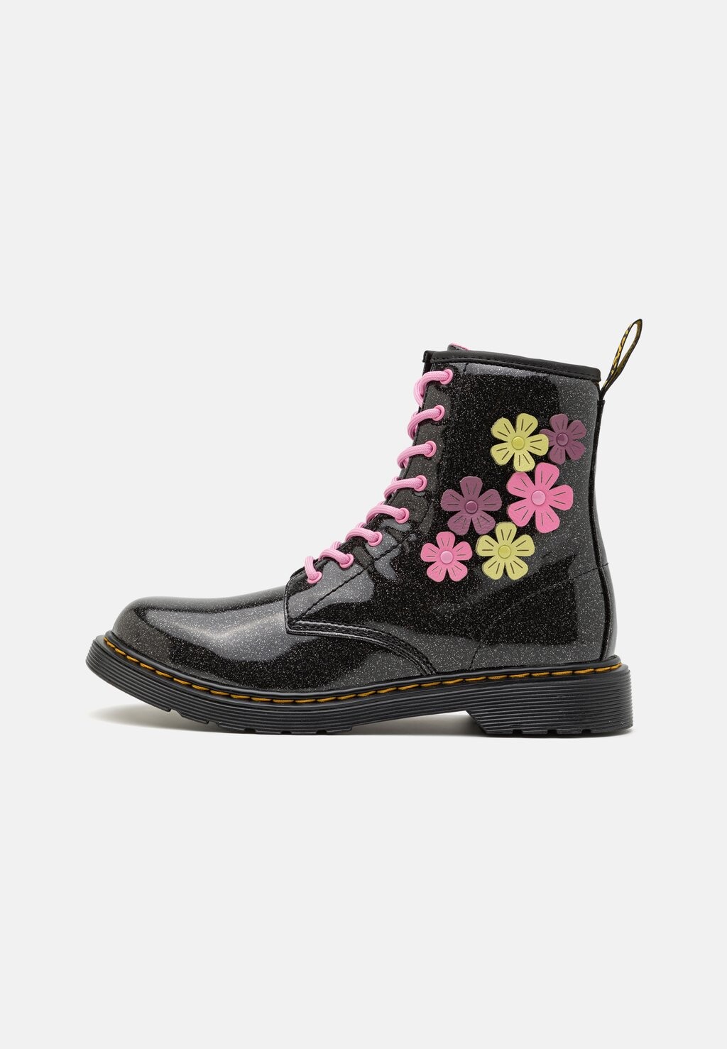 

Ботинки на шнуровке Dr. Martens, цвет black/mauve/pink/lime green