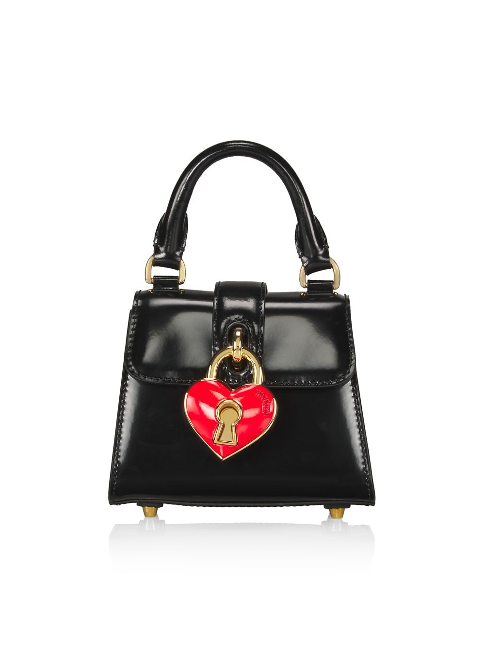 

Сумка Heart Lock из лакированной кожи с верхней ручкой Moschino, черный