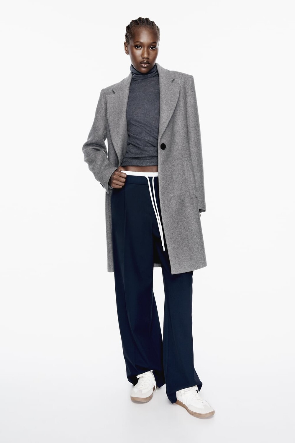 

Пальто из смесовой шерсти ZARA, серый