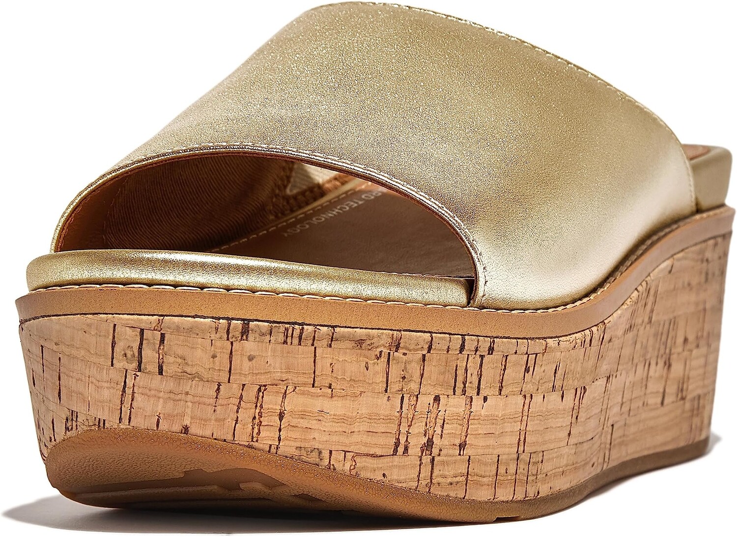 

Босоножки Eloise Cork-Wrap Leather Wedge Slides FitFlop, цвет Platino