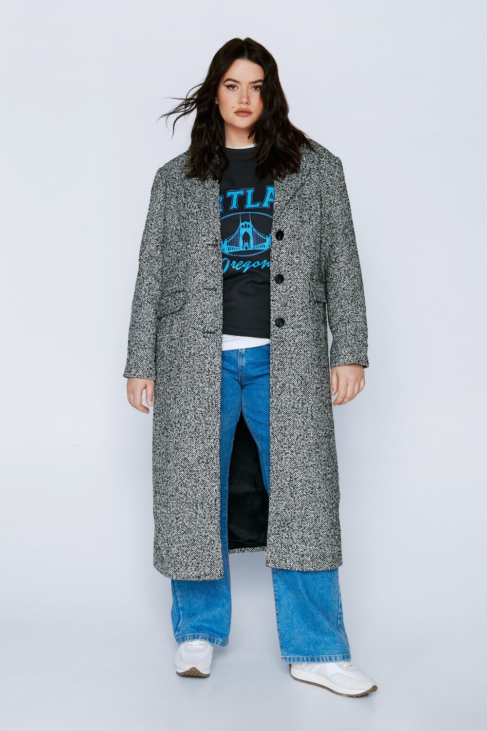 

Серое шерстяное пальто больших размеров Nasty Gal, мультиколор, Серый
