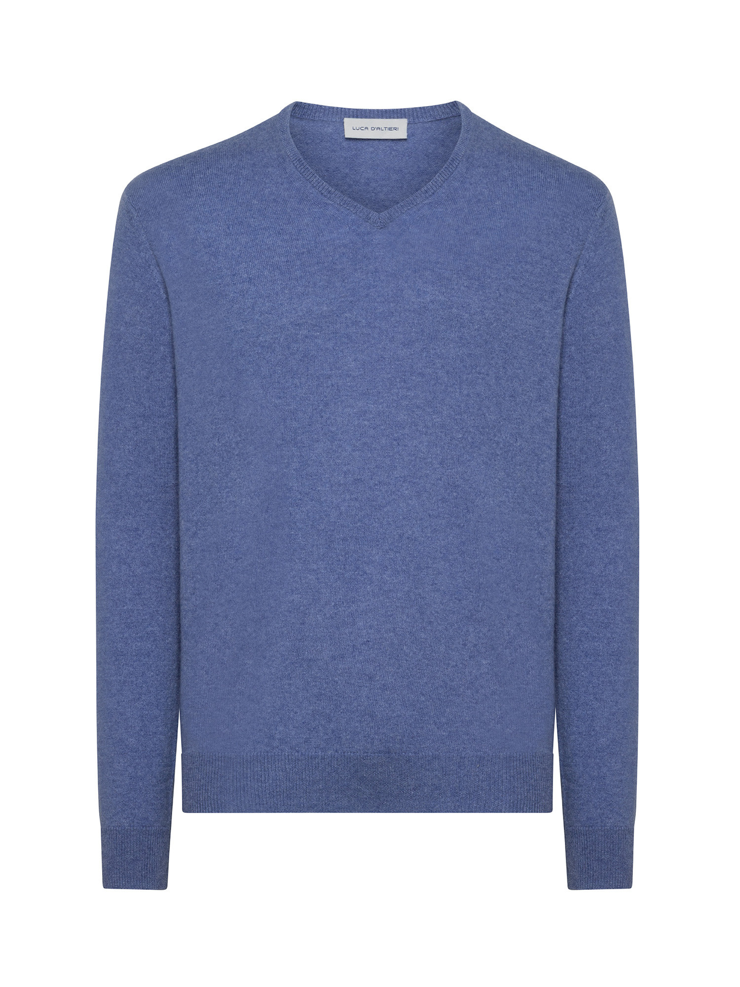 Пуловер с V-образным вырезом из чистого кашемира Luca D'Altieri, бледно-голубой женский пуловер с вышивкой и v образным вырезом