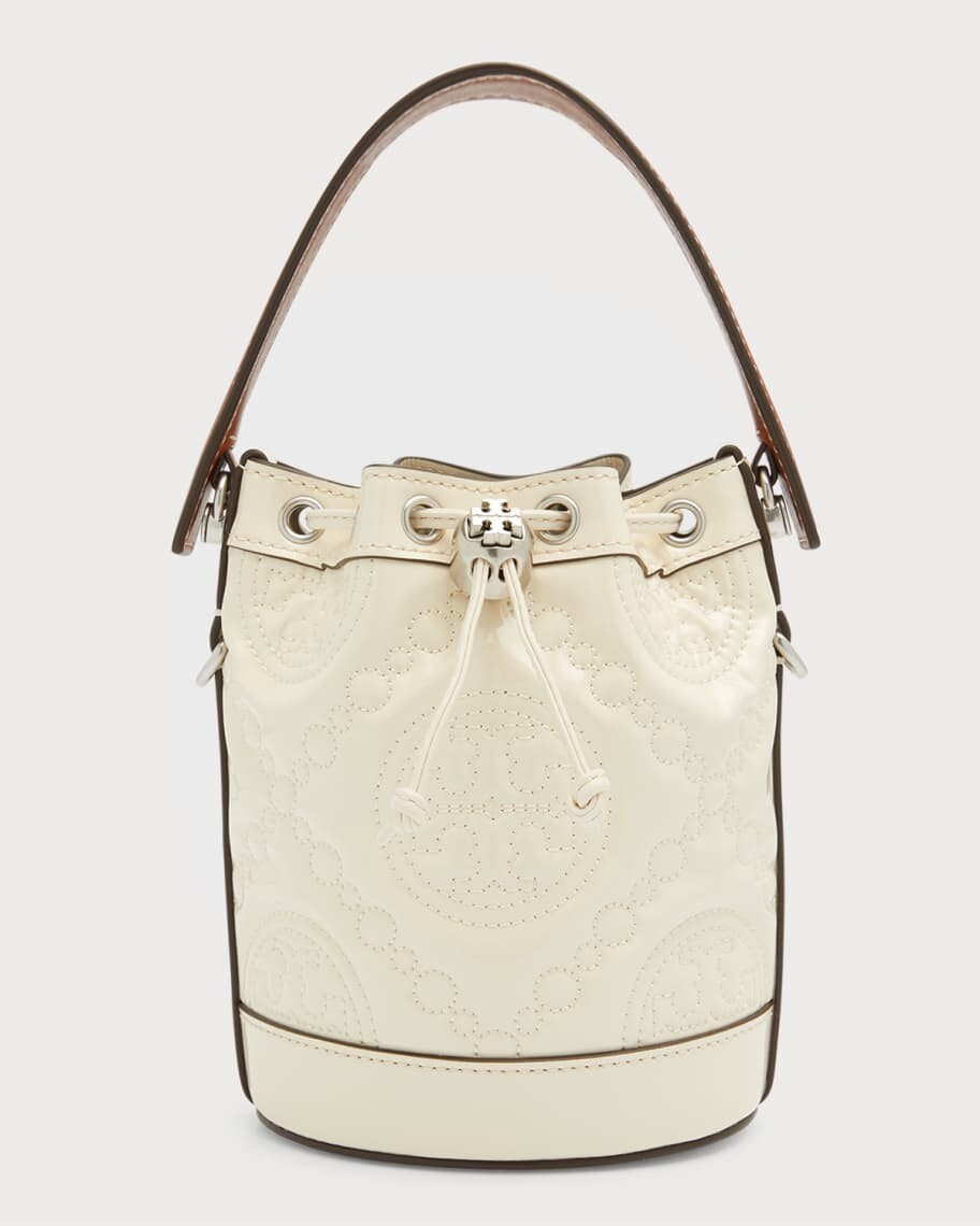 

Пухлая лакированная сумка-мешок Mini T с монограммой Tory Burch