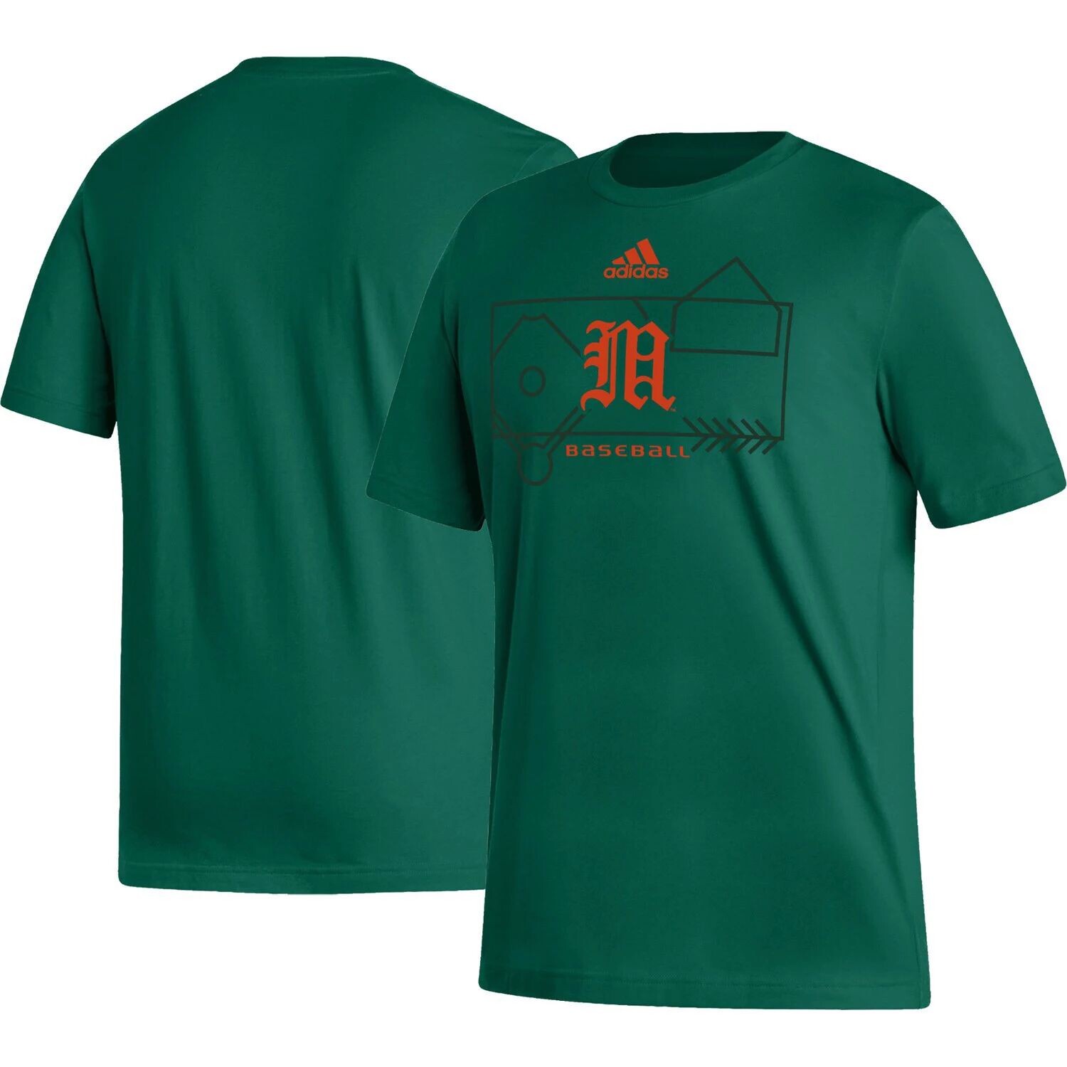 

Мужская зеленая футболка Miami Hurricanes Locker Lines Basketball Fresh adidas, Зеленый